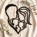 Houten wanddecoratie moeder & kinderen met namen (hart)
