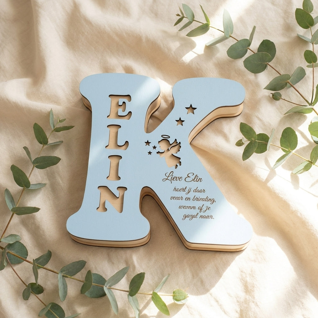 Gepersonaliseerde houten letterlamp