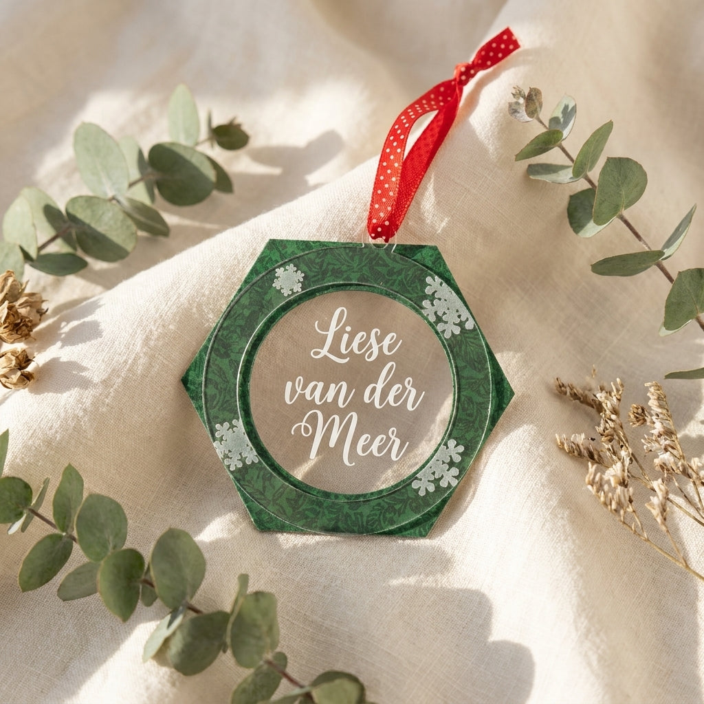 Gepersonaliseerd zeshoekig kerstornament