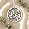Gepersonaliseerd houten kerstornament sneeuwvlok