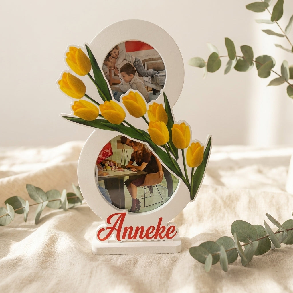 Fotostandaard 8 maart met gele tulpen