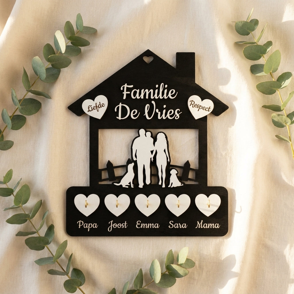 Familie sleutelrek figuurplaquette