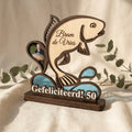 Houten figuurplaquette vis met foto