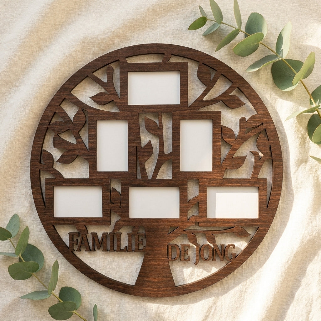 Houten fotokader familie boom