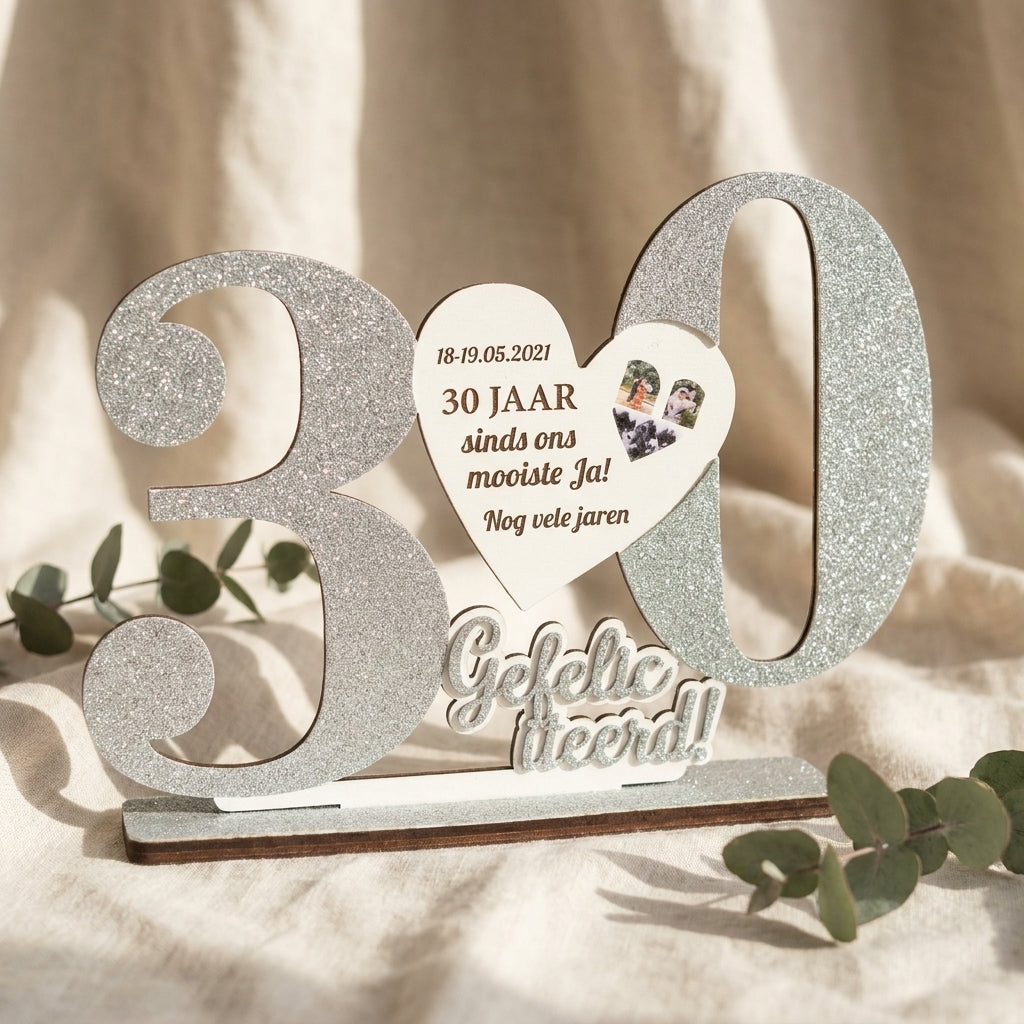 Gepersonaliseerde glitter jubileum plaquette