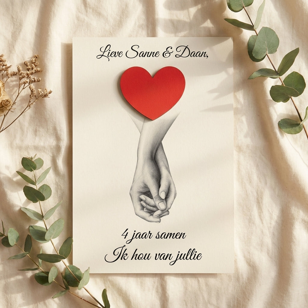 Plaquette met persoonlijke liefdesboodschap