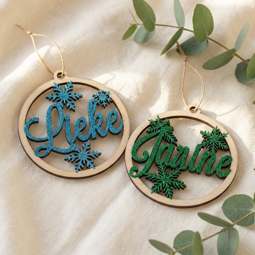 Gepersonaliseerd houten kerst ornament