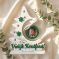 Houten kerstboom fotoplaquette baby