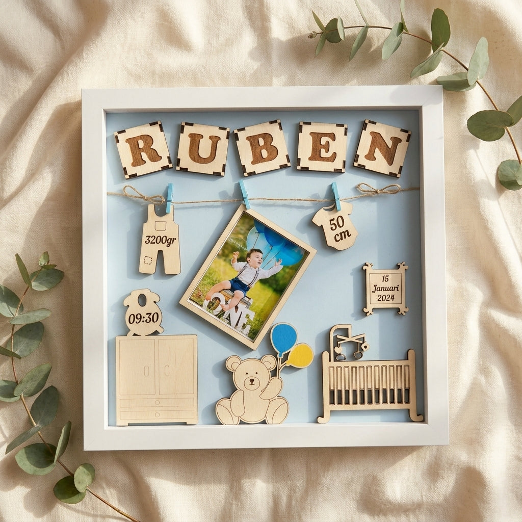 Gepersonaliseerde houten geboorte herinneringskader