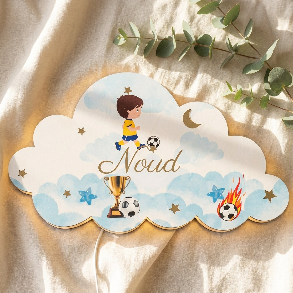 Verlichte naamdecoratie met voetbalthema