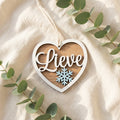 Gepersonaliseerd houten hart kerst ornament