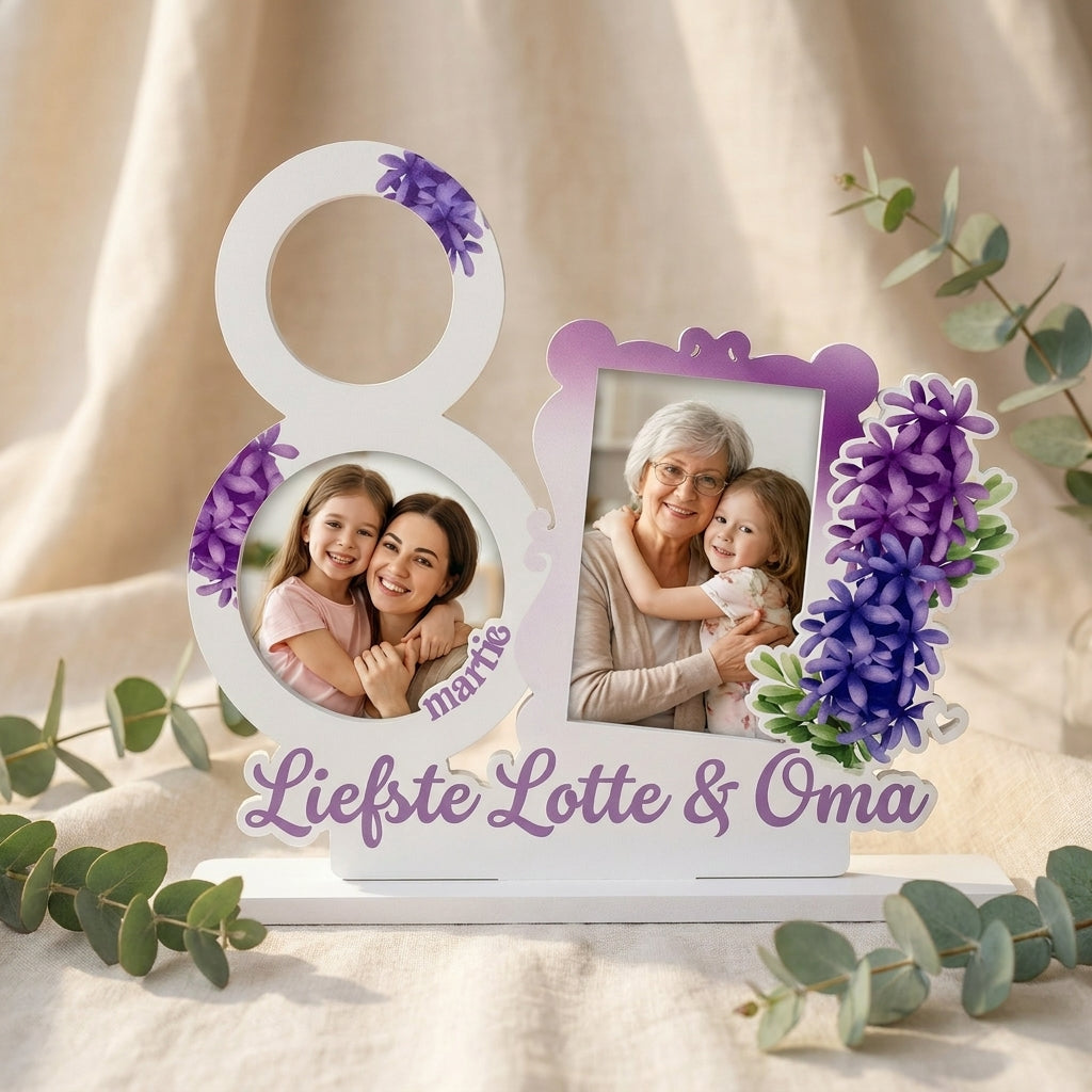 Fotokader cijfer 8 met foto's & bloemen – Vrouwendag