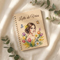 Houten notitieboek Vrouwendag bloemen