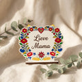 Houten figuurplaquette Bloemen Mama