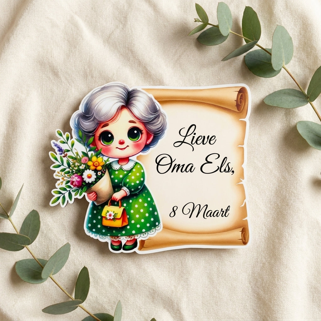 Magneet voor oma – 8 maart (perkamentrol)