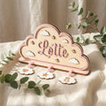 Houten naamdecoratie wolk met hangers