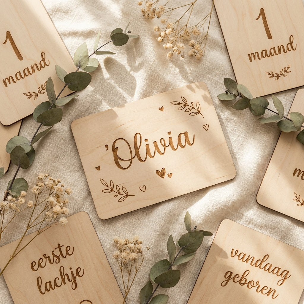 Houten mijlpaalkaarten baby