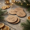 Set van 4 houten kersthangers familie
