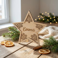 Houten kerstster met gravure
